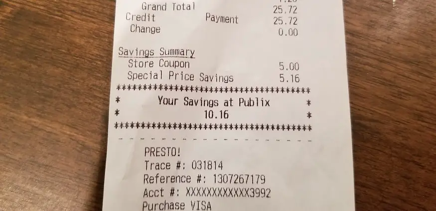 Sample receipt with "You Saved" amount