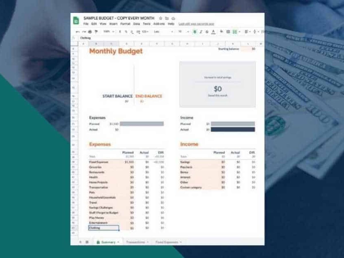 grocery budget template for numbers