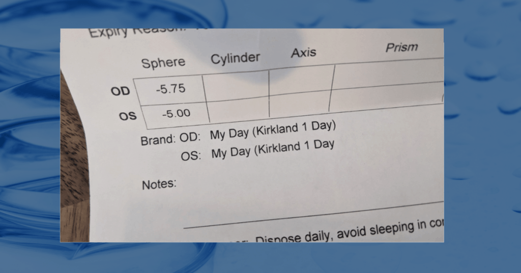Costco Kirkland Signature Daily Disposable Contact Lenses Prescription