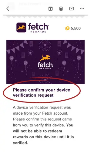 Fetch Rewards device verification request