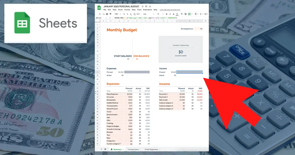 Ready go to ... https://michaelsaves.com/budgeting/google-sheets-budget-template/ [ How to Use the Google Sheets Budget Template (Free Spreadsheet!)]