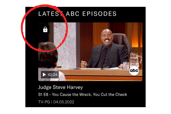 Locked episode icon ABC app