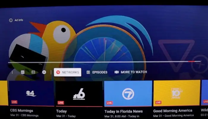 YouTube TV mini guide for channel surfing