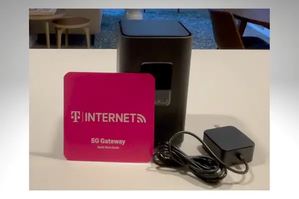 T-Mobile Home Internet 5G gateway, quick start guide and power adapter