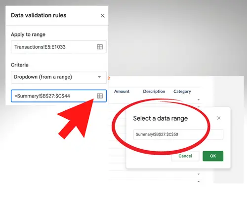 Adjust data range 