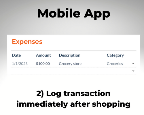 Log transaction after shopping on Google Sheets Mobile app