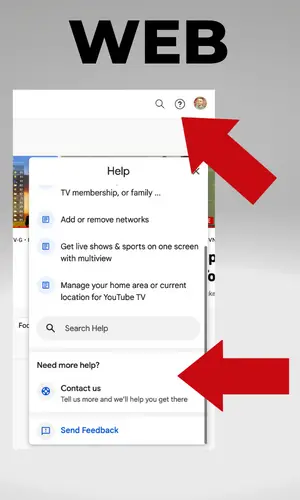 Contact YouTube TV Support from Web Browser
