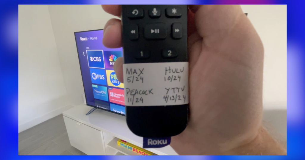 Subscriptions listed on Roku remote