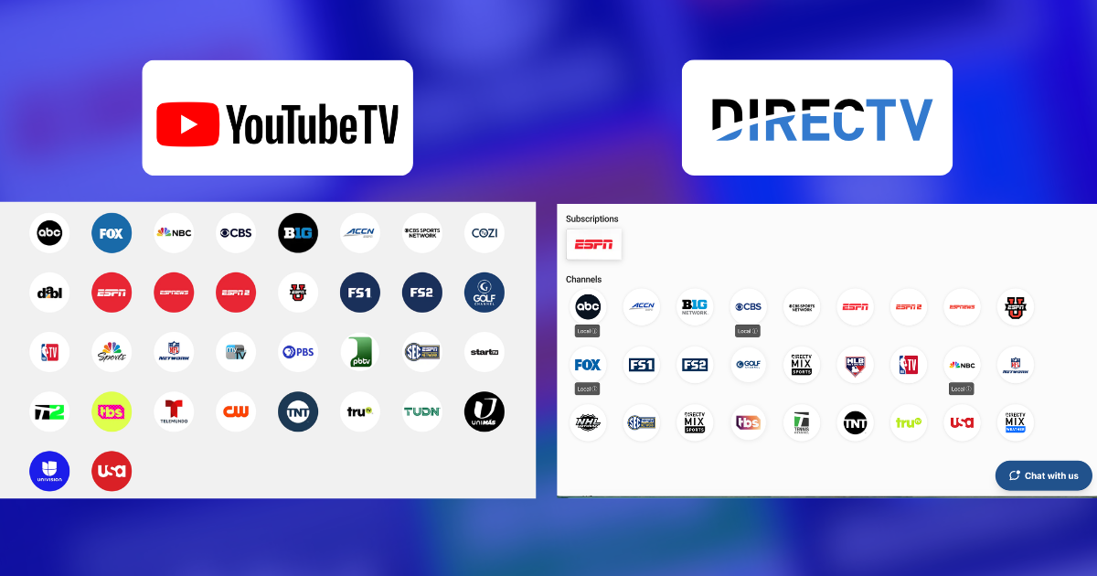 DIRECTV MySports vs. YouTube TV Sports Plan